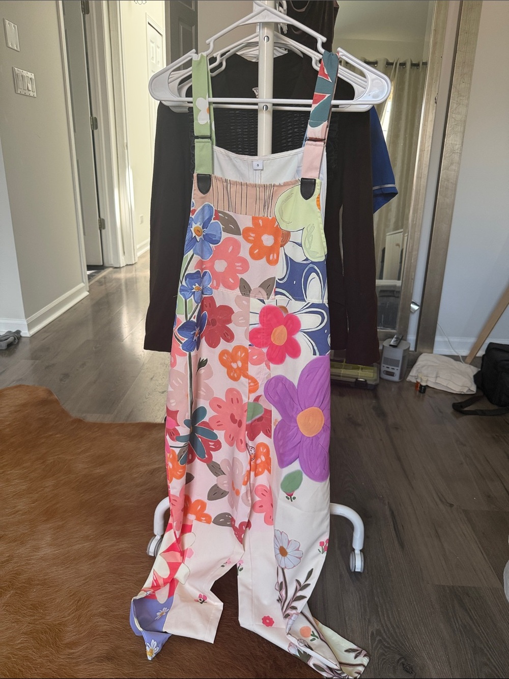 Floral Print Wide-Leg Jumpsuit Overalls - Pink Multi